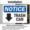 Signmission Trash Can (Down Arrow) Sign With Symbol, 5 in W x Rectangle, Vinyl Decal OS-2PACK-NS-D-35-L-18722 - alternate 2
